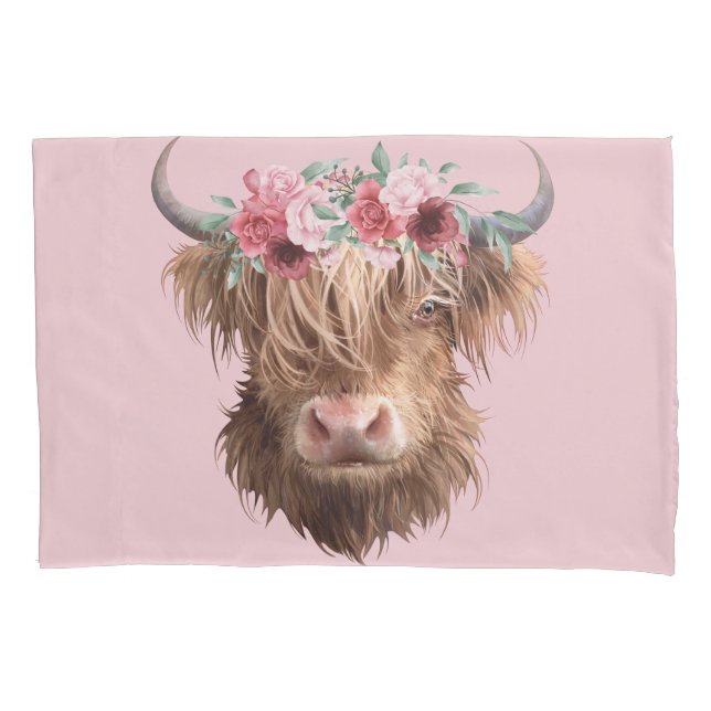 Highland Cow Pillowcase (Front-Left)