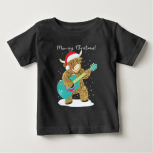 Highland Cow Plays A Merry Christmas Melody Baby T T-Shirt