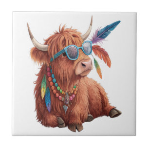 Highland Cow Png, Cool Cow Png, Sunglass Tile