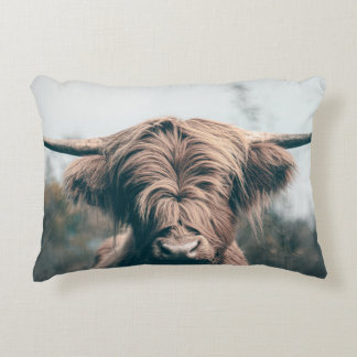 Highland cow portrait accent pillow