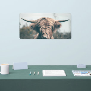 Highland cow portrait banner