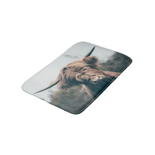 Highland cow portrait bath mat