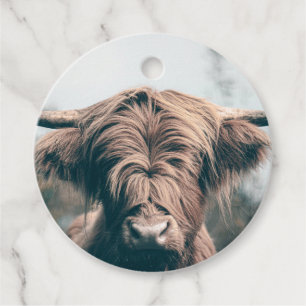Highland cow portrait favour tags