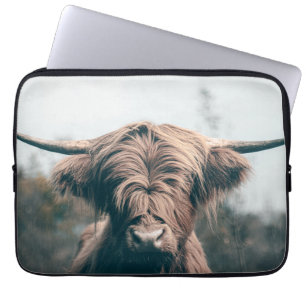 Highland cow portrait laptop sleeve