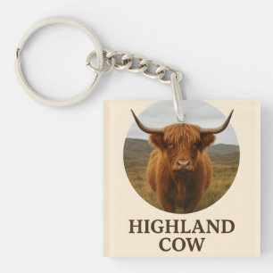 Highland Cow Portrait Poster with "Highland Cow" Keychain