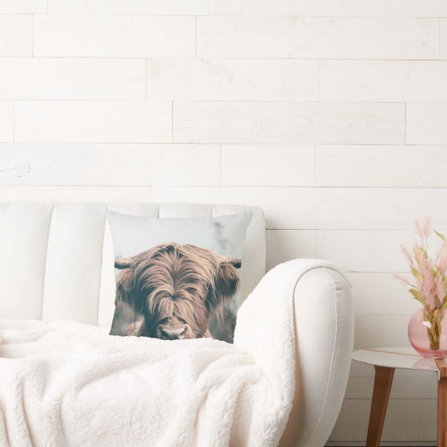 Highland cow portrait throw pillow (Couch)