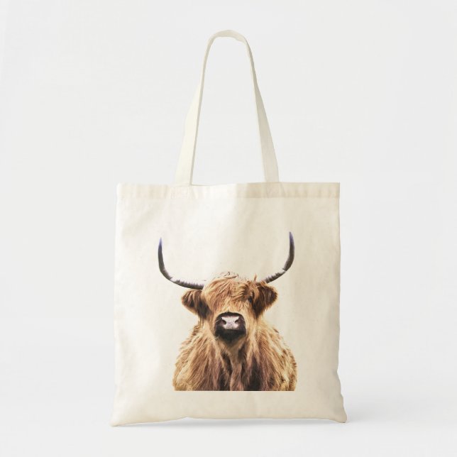 Highland Cow Portrait Tote Bag (Front)