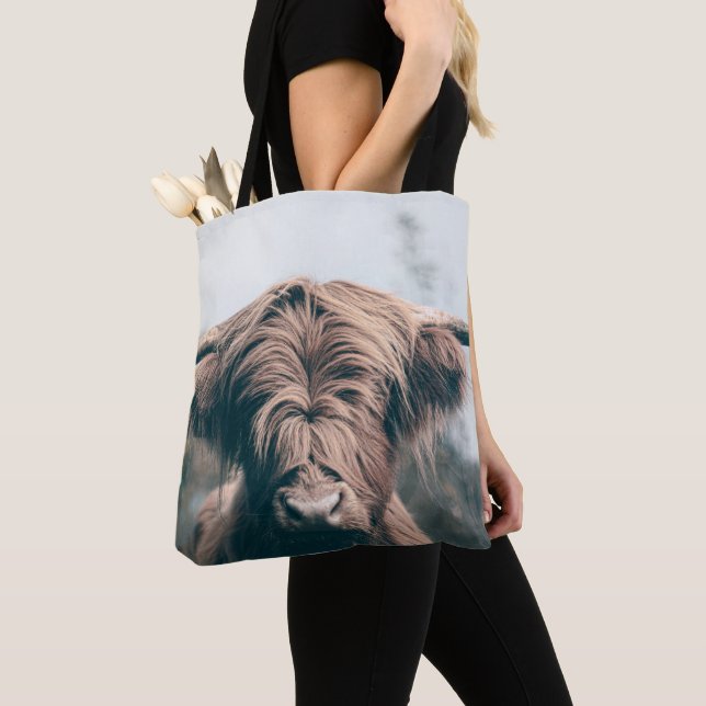 Highland cow portrait tote bag (Close Up)
