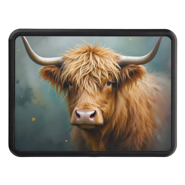 Highland Cow portrait Trailer Hitch Cover (Front)