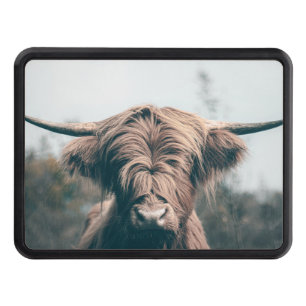 Highland cow portrait trailer hitch cover
