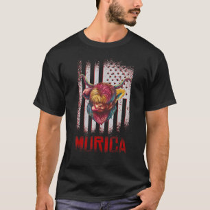 Highland Cow Print Animal Cute Cowgirl For Women U T-Shirt