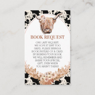 Highland Cow Print Baby Shower Book Request Insert