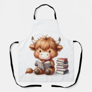 Highland Cow Reading Books Apron
