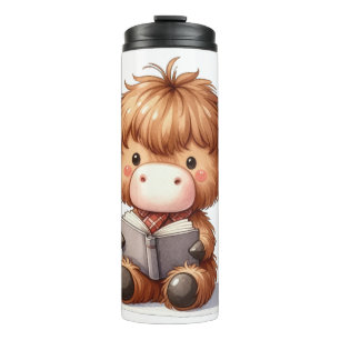 Highland Cow Reading Books Thermal Tumbler