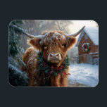 Highland Cow Rustic Barnyard Christmas Flexible Magnet<br><div class="desc">Celebrate the holiday season with this charming artwork featuring a Highland cow in a rustic barnyard setting. The warm,  festive tones and cozy farm backdrop evoke the spirit of Christmas,  making it a perfect piece for animal lovers and those who cherish a countryside Christmas.</div>