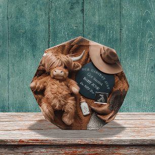 Highland Cow Rustic farm pregnancy announcement  Photo Block