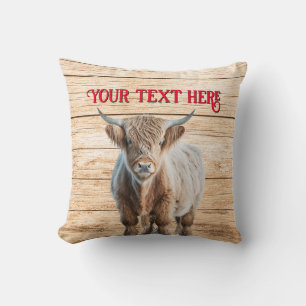 Highland Cow Rustic Farmhouse Throw Pillow