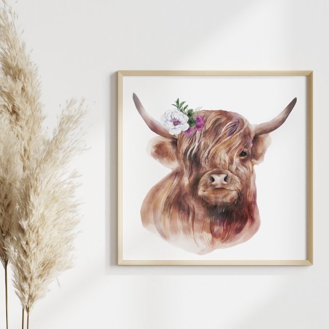 Highland Cow Rustic Scottish Cattle Illustration  Poster (Creator Uploaded)