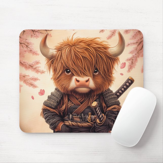 Highland Cow Samurai Mouse Pad (With Mouse)