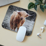 Highland Cow Scotland Personalized name Mouse Pad<br><div class="desc">This design was created through digital art. It may be personalized by clicking the customize button and adding a name, initials or your favourite words. Contact me at colorflowcreations@gmail.com if you with to have this design on another product. See more of my creations or follow me at www.facebook.com/colorflowcreations, www.instagram.com/colorflowcreations, www.twitter.com/colorflowart,...</div>