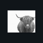 Highland Cow Scotland Rustic Black White  Canvas Print<br><div class="desc">This design may be personalized by choosing the Edit Design option. You may also transfer onto other items. Contact me at colorflowcreations@gmail.com or use the chat option at the top of the page if you wish to have this design on another product or need assistance. See more of my designs...</div>