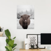 Highland Cow Scotland Rustic Farm Poster  (Home Office)