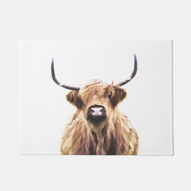 Highland cow scottish animal portrait doormat (Front)