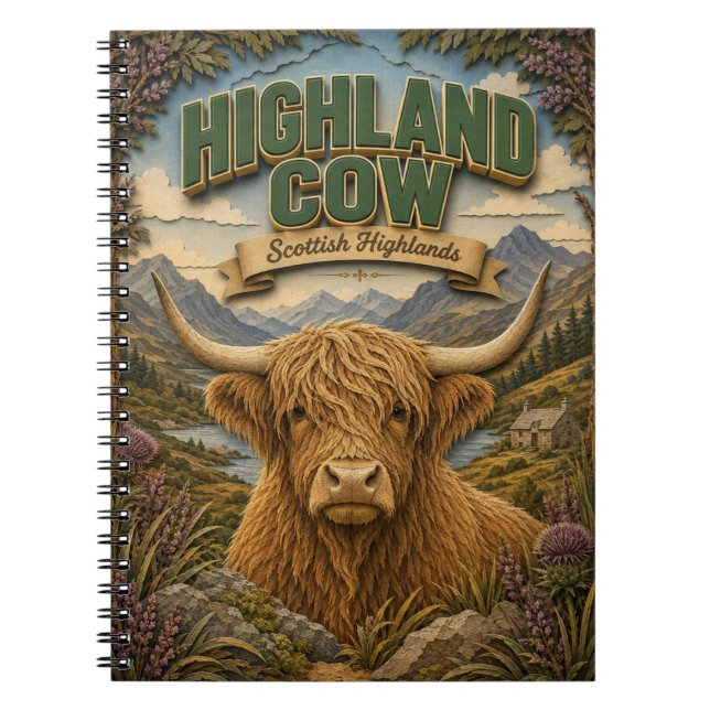 Highland Cow Scottish Highlands POPCUT Notebook (Front)