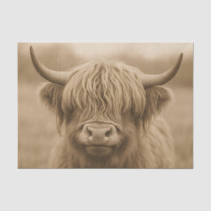 Highland Cow Sepia Portrait Tissue Paper