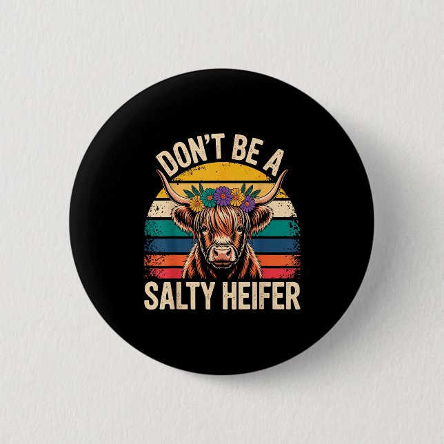 Highland Cow Shirt Funny Men Women  2 Inch Round Button (Front)