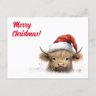Highland Cow Snow Christmas Personalized Holiday Postcard