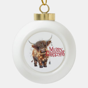 highland cow Snowflake Framed Ornament