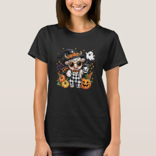 Highland Cow Spooky Cute Halloween Ghost Pumpkin F T-Shirt