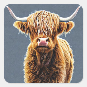 Highland Cow Square Sticker