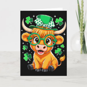 Highland Cow St Patrick Day Funny Shamrock Irish C Card