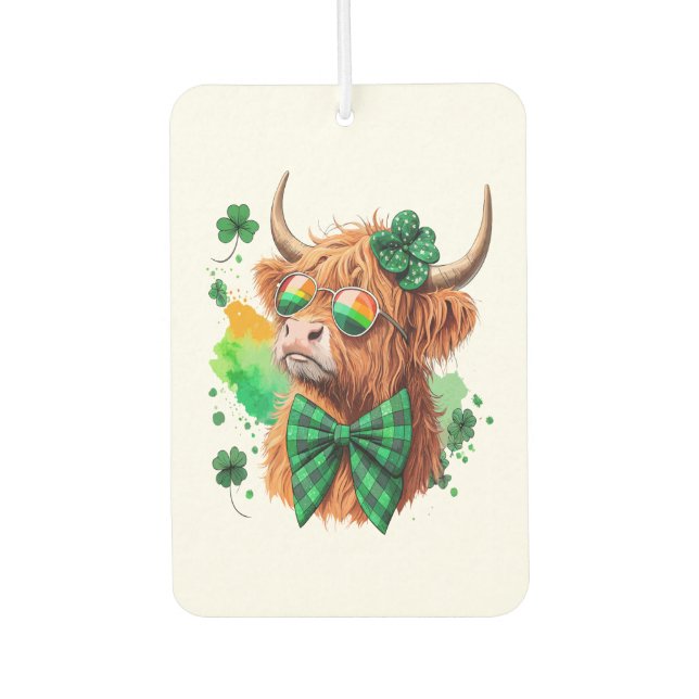 Highland Cow St Patrick�s Png, Lucky Cow Air Freshener (Front)