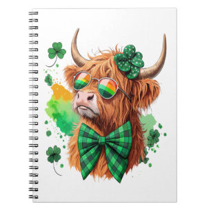 Highland Cow St Patrick�s Png, Lucky Cow Notebook