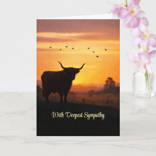 Highland Cow Steer Calf Sympathy Loss Country Card