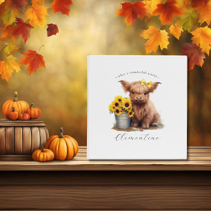 Highland Cow Sunflower Bucket Binder