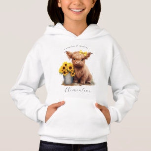 Highland Cow Sunflower Bucket Girl
