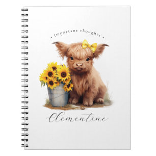Highland Cow Sunflower Bucket Notebook