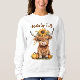 Highland Cow Sunflower Pumpkins Fall Autumn Sweatshirt