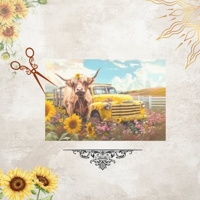 Highland Cow Sunflowers Scrapbook Paper (Creator Uploaded)