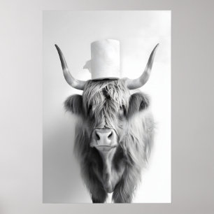 Highland Cow Toilet Paper Roll Print, Funny Poster