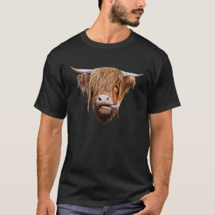 Highland Cow Tongue Out Cow Farm Animals Farmer Gi T-Shirt