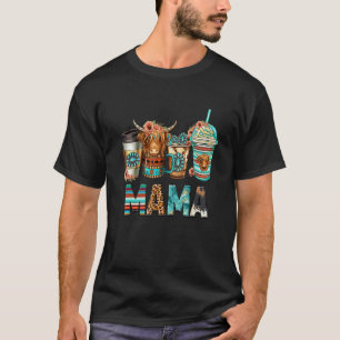 Highland cow turquoise coffee cups MAMA barn mom w T-Shirt