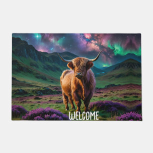 Highland Cow Under The stars Doormat