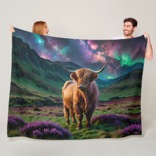 Highland Cow Under The stars Fleece Blanket