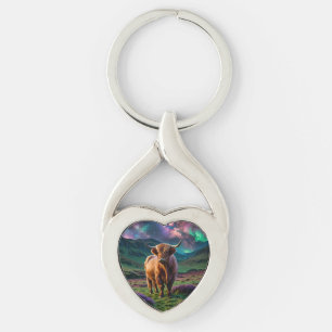 Highland Cow Under The Stars Keychain
