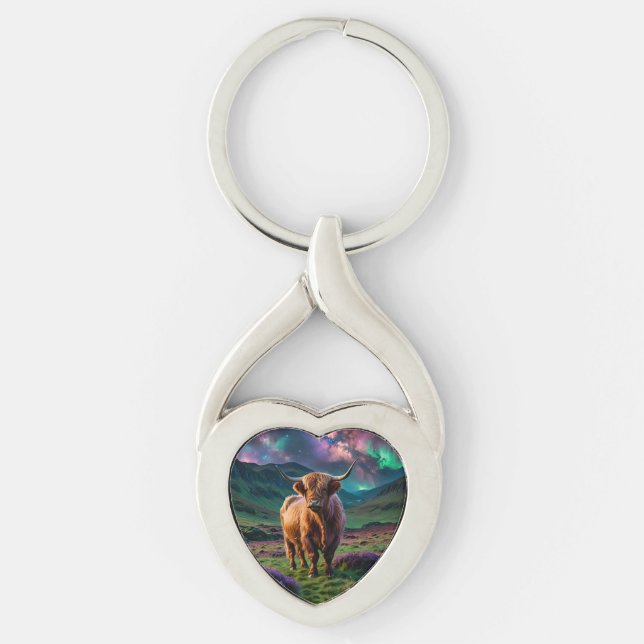Highland Cow Under The Stars Keychain (Front)